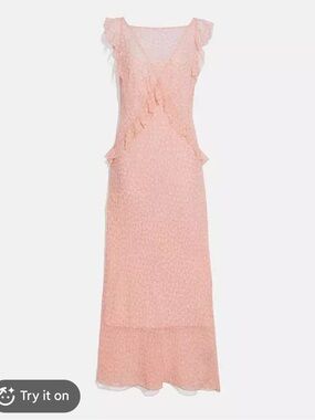 Coach Soft Pink Lace Ruffle Cap-Sleeve Kids Dress
